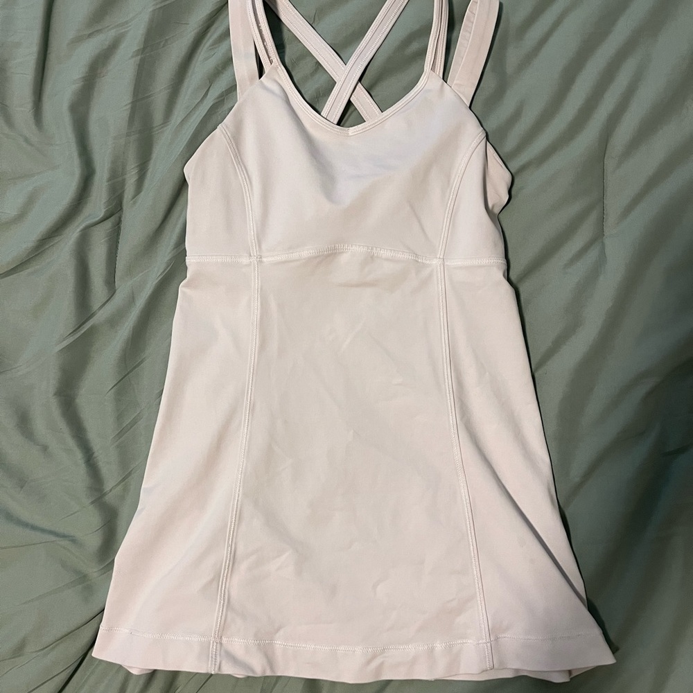 LuluLemon White Strappy Tank Top With Built-In-Bra